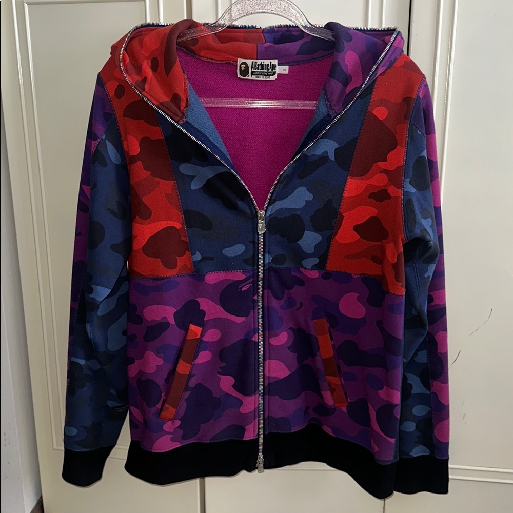 A Bathing Ape Crazy Color Camo Full Zip Hoodie